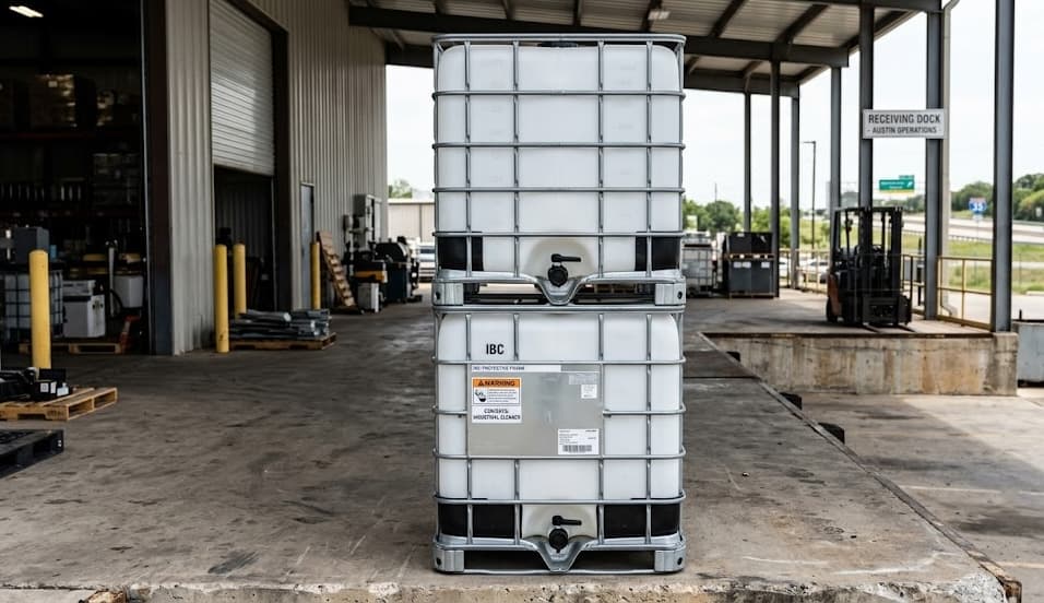 Reconditioned IBC tank at dock
