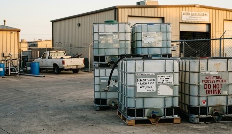 IBC tanks at recycling facility
